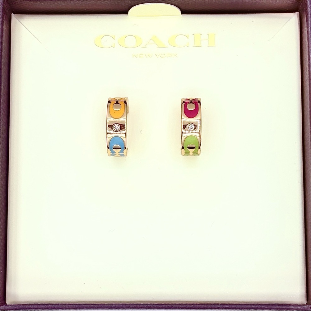 Coach Multicolor Gold Stud Earrings